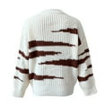 thumbnail image 4 of Herrnalise Women's Knitted Crop Tops Ladies Fashion Loose Round Neck Long Sleeve Irregular Stripe Color Blocked Sweater Top Pullover Jumper Sweaters, 4 of 8