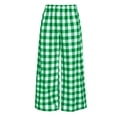 thumbnail image 6 of Cagogo Women's Wide Leg Elastic Waist Trousers with Pockets Plaid Casual Loose Long Pants Trousers Workout Beach Lounge, Green 2XL, 6 of 6