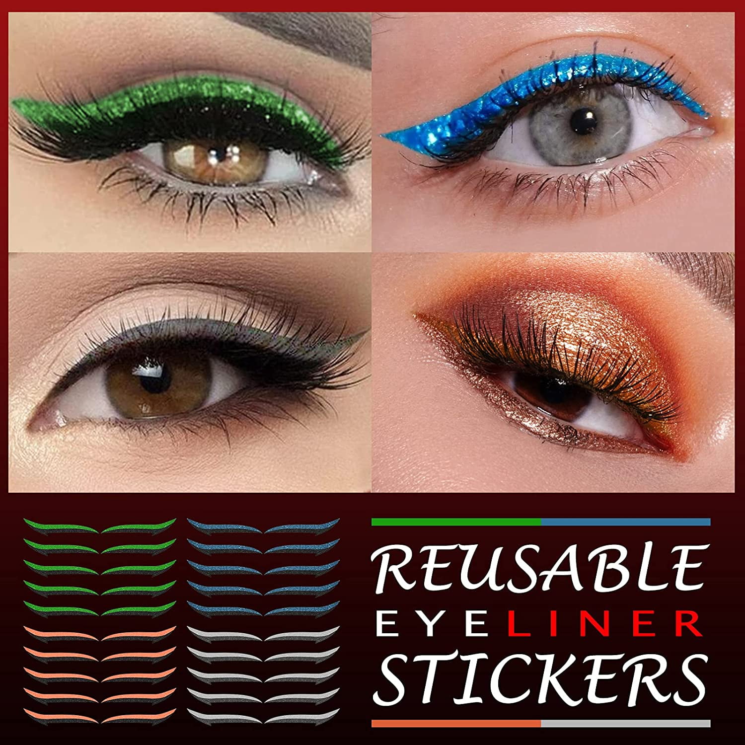 36 Pairs Reusable Makeup Eyeliner Eyeshadow Stickers，Eyelid Tape Invisible  Self-adhesive Eye Line Strip Sticker Eye Makeup Tool Easy to Clean &  Flexible，Eyeliner Stickers Eyeshadow for Women Dress Up 