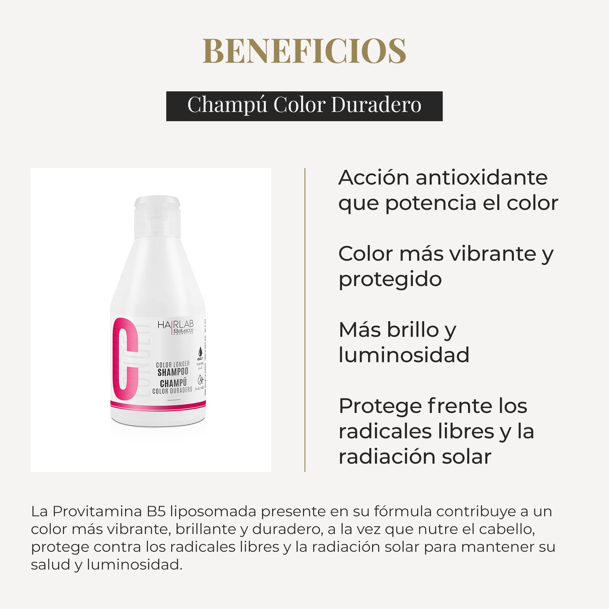 Salerm Cosmetics Hair Lab Color Longer Shampoo - 10.6 oz