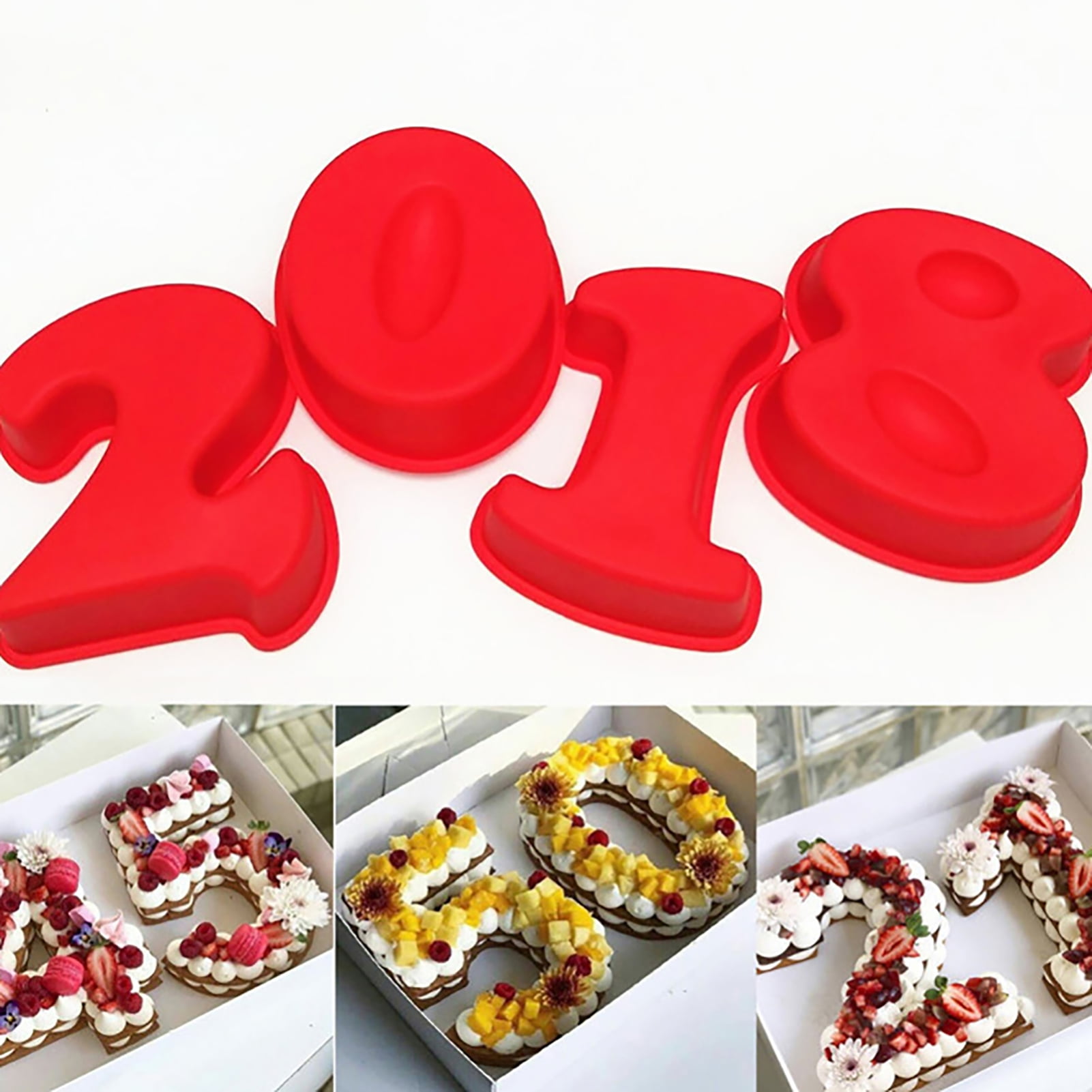 PARTYON Large 3D Numbers Cake Molds Silicone Baking Pans for Birthday and  Anniversary, Liquid Silicone Baking Molds Numbers for Cakes BPA Free,  Number