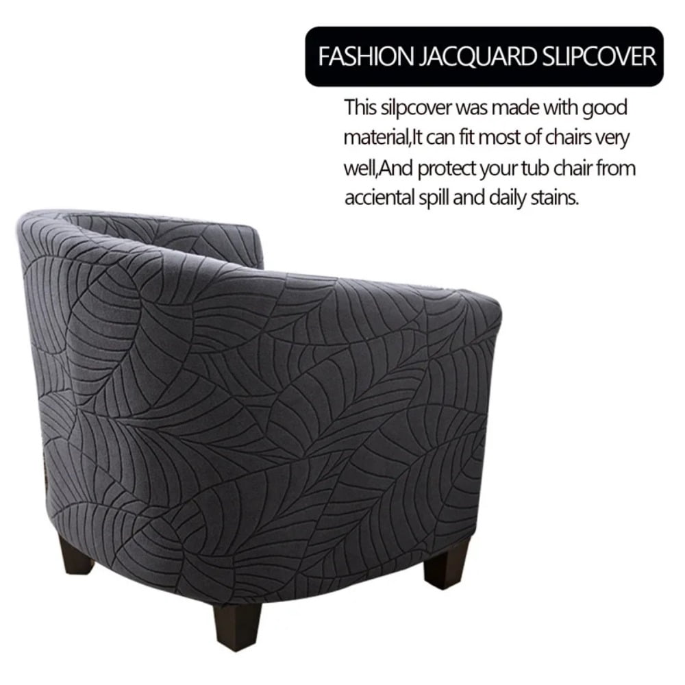 AIGIA Club Chair Covers Slipcover 2 Piece Leaf Jacquard Stretch Tub Chair Cover Barrel Chair Covers Soft Armchair Sofa Cover Couch