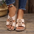 thumbnail image 5 of CYMMPU Women's Double Floral Accent Wedge Mules, Open Toe Crisscross Strap Slip On Summer Outdoor Sandals Beige 41, 5 of 6