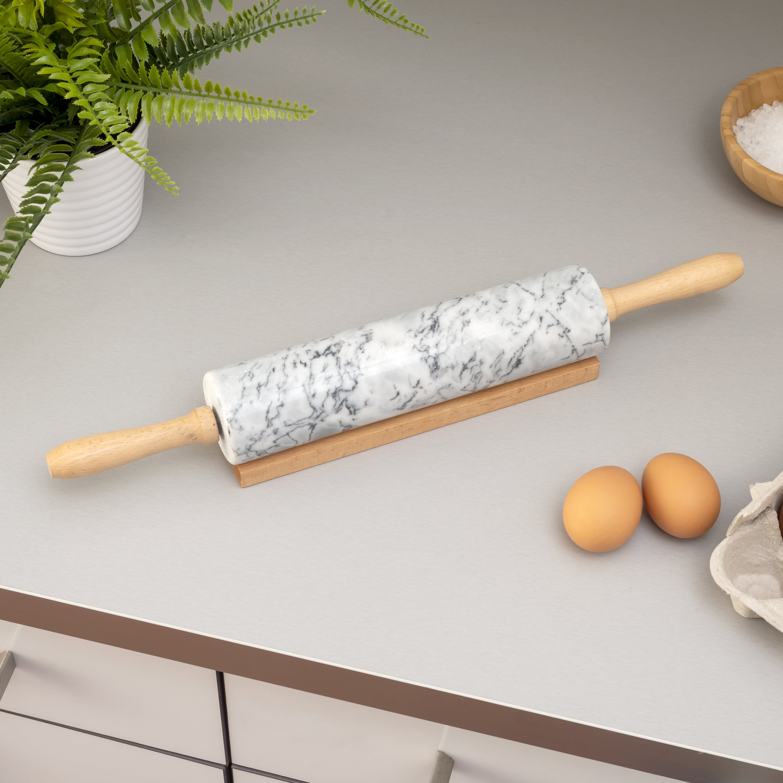 Hobart extremely ebb tide HBMarble Rolling Pin with Easy Grip Handles and Display Stand, White -  Walmart.com