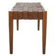 thumbnail image 2 of SAFAVIEH Amalia Contemporary Glam Leather Weave Bench, Cognac/Honey, 2 of 9