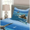 thumbnail image 3 of Ambesonne Ocean Quilted Bedspread Set 2 Pcs, Daytime Wavy Rocky Sea, Twin Size, Blue Grey White, 3 of 4