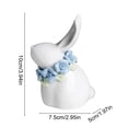 thumbnail image 2 of Japceit Ceramic Easter Bunny Figurine, Hand Sculpted Rabbit Ornament with Floral Accents, Minimalist Home Decor for Holiday Mood and Spring Display, 2 of 6