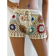 thumbnail image 5 of Michellecmm Women's Knit Crochet Shorts Casual Hollow Out Elastic Waist Drawstring Short Pants Lounge Shorts for Summer, 5 of 9