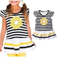 thumbnail image 2 of Yeaiivve Baby Girls Summer Clothes Kids Short Sleeve Striped T-Shirts Daisy Print Flutter Sleeve Ruffle Hem Tunic Peplum Babydoll Tops for Girls 1-10Y, 2 of 7