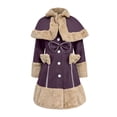 thumbnail image 5 of ClodeEU Woman Coat Clearance Women'S Long Sleeve Woolen Jacket Bow Cape Set Outwear Plush Stitching Coat Rollbacks Purple 10(XL), 5 of 6