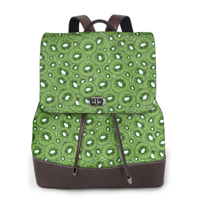 Easygdp Kiwi Fruit Mochila de Cuero para Mujeres, Bolso de Hombro, Bolsos de Mano de Moda para Trabajo y Viajes