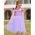 thumbnail image 2 of Vestido Arshiner para niña, verano, cuello con volantes, manga corta, morado, 2 of 6