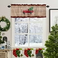 thumbnail image 3 of JOOCAR Merry Christmas Window Curtain 54 x 18 Inch Red Truck Snowflake Christmas Tree Short Curtains Vintage Wood Grain Red Curtains Living Room Kitchen Bedroom Decor, 3 of 5