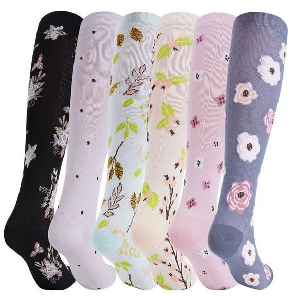 Deago 6 Pairs Compression Socks for Women & Men Circulation Graduated Supports Socks for Nurses, Running, Athletic, Travel