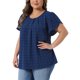 thumbnail image 4 of Blusas de verano de talla grande para mujeres Agnes Orinda, con cuello redondo, mangas cortas en forma de tulipán y frente plisado, 3X azul, 4 of 6