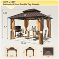 thumbnail image 3 of Hommow 10' X 12' Hardtop Gazebo Aluminum Frame Gazebo with Galvanized Steel Double Roof, 3 of 10