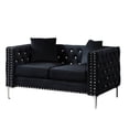 thumbnail image 5 of Miekor Furniture 2 Piece Modern Velvet Living Room Set with Sofa and Loveseat,Jeweled Button Tufted Copper Nails Square Arms Black,4 Pillows Included S00013, 5 of 9