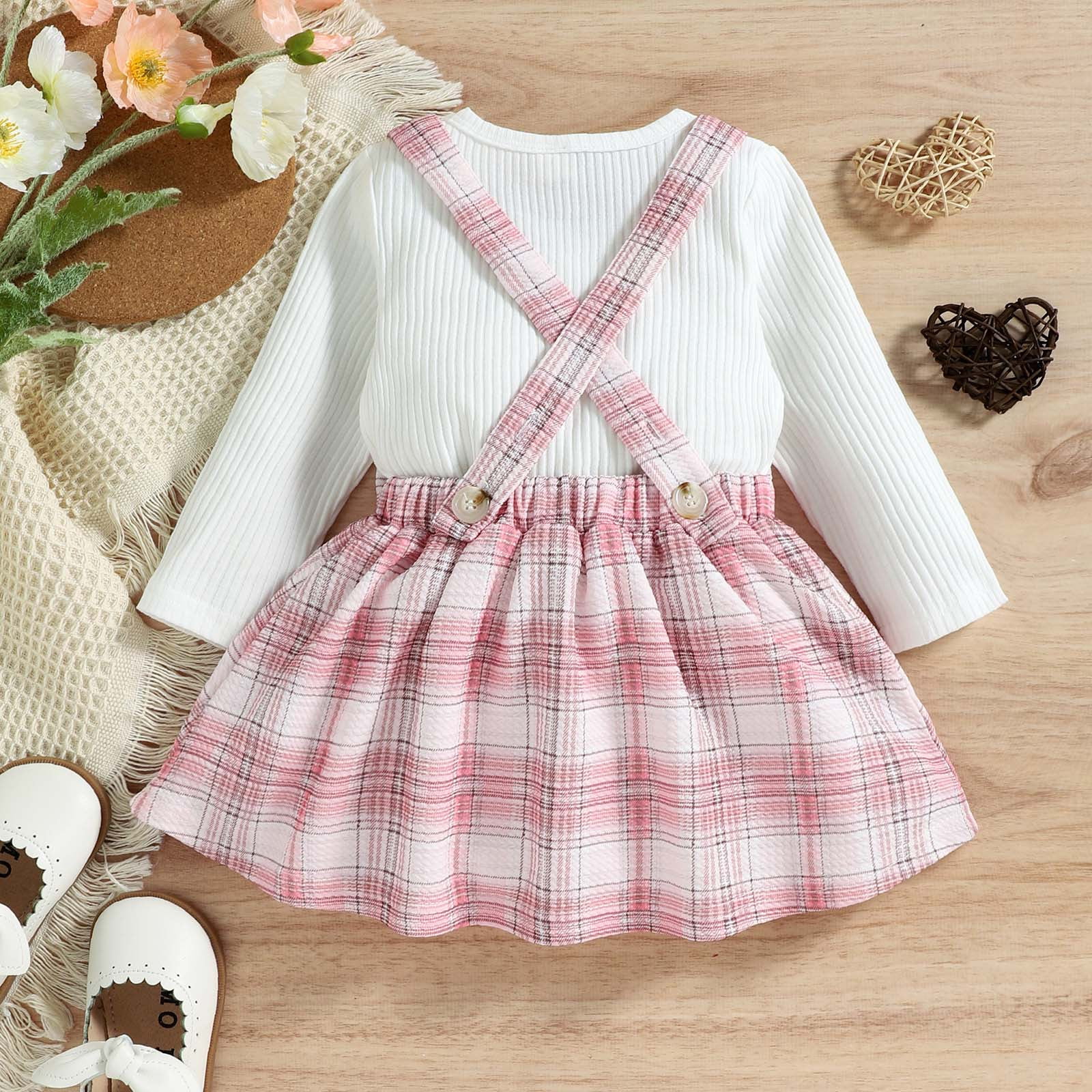 Wassery Spring Fall Toddlers Baby Girls Dress Plaid Round Collar  Single-breasted Long Sleeve Princess Skirt + Bow Hairpin 
