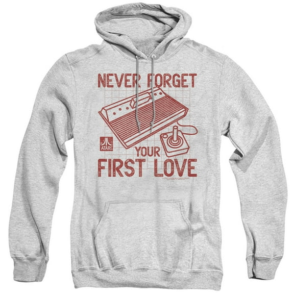 Atari First Love Adult Pullover Hoodie Sweatshirt Athletic Heather