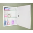 thumbnail image 3 of 16x20 Parker Metro Metal Framed Rectangle Recessed Bathroom Medicine Cabinet, Floating Mirror, 14x18 in-Wall Opening, Powder-coated Steel, Adjustable Glass Shelves, Magnet Close, Brushed Nickel, 3 of 5