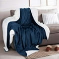 thumbnail image 2 of Great Bay Home Velvet Plush Sherpa Fleece Reversible Blanket, Queen, Navy, 2 of 5
