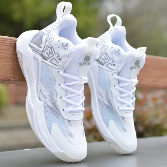 Men's Breathable Mid-Top Basketball/tennis Sneakers - Slip-Resistant Rubber Sole, Cushioned Insole, Lace-Up Casual Wear - Solid Color Athletic Footwear & Sports Shoes for Court, Gym