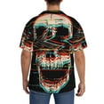 thumbnail image 5 of Xecao offers the Glitch Screaming Skull for Men's Casual Short-sleeved Shirt, a button-up collared shirt with a pocket, perfect for beach vacations and yacht travel in the XX-Large size., 5 of 7