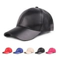 thumbnail image 2 of Women Men Hat PU Leather Baseball Cap Visor Light Board Solid Men Hip Hop Cap Outdoor Sun Hat Adjustable Sports Caps ,Beautiful Craftsmanship, 2 of 7