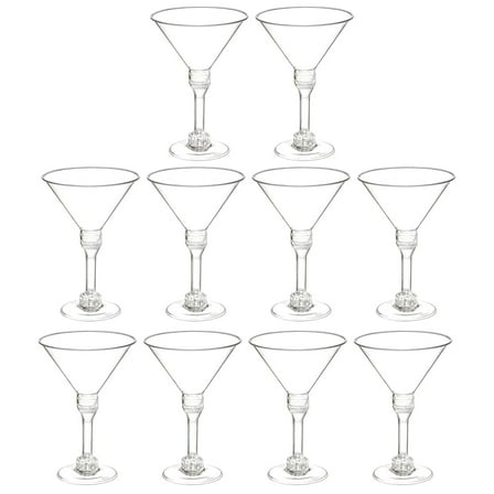 ACDANC Clear Plastic Martini Glasses 10-Piece Set