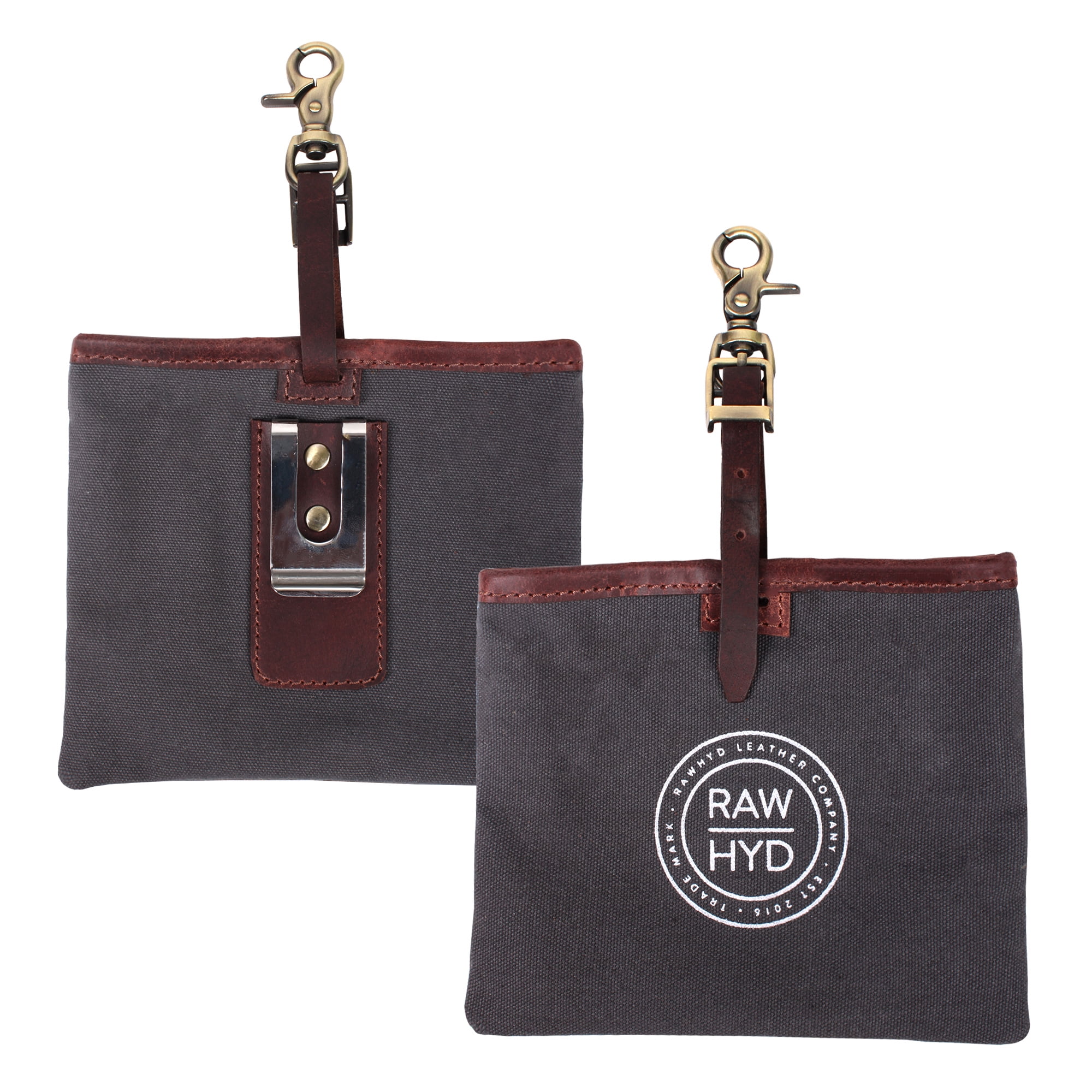 RAWHYD Leather and Waxed Canvas Dog Treat Pouch with Closure