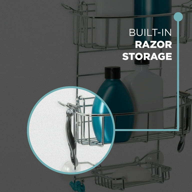 Zenna Home, Chrome Adjustable Hanging Shower Caddy, Rust Resistant