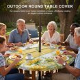 thumbnail image 3 of Round Outdoor Tablecloth with Umbrella Hole and Zipper, Sunflower Tablecloth with Elastic Waterproof, Summer Eucalyptus Botanical Floral Yellow Wood Patio Table Covers for 45" - 54" Pool Tables, 3 of 9
