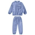 thumbnail image 3 of Otqutp 2024 Pajamas Autumn and Winter Solid Color Children's Flannel Sleepwear Set Home Clothes for Boys and Girls Medium and Small Children Thick and Warm Children's Sleepwear(Blue,8-9 Years), 3 of 3