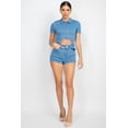 thumbnail image 2 of Belted Zip-Up Denim Romper, 2 of 4
