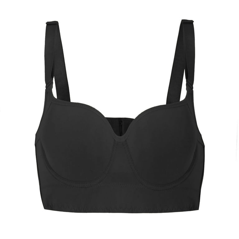 Sksloeg Plus Size Bras for Women 4x-5x Full Coverage Underwire Bras Plus  Size,lifting Deep Cup Bra for Heavy Breast,Black 36E