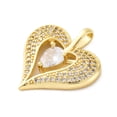 thumbnail image 2 of Brass Micro Pave Cubic Zirconia Pendants Real 18K Gold Plated Platinum Heart 26.5x24.5x5.5mm Hole: 3.5x5.5mm, 2 of 3