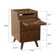 thumbnail image 5 of Muwuele Solid Wood Nightstand with 2 Drawer and Storage, Small Bedside Table, Narrow Walnut Nightstand for Bedroom, Living room, 5 of 11