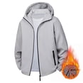 thumbnail image 2 of safuny Men's Hooded Zipper Cardigan Long Sleeve Fleece Jacket Soft Breathable Fabric Casual Outdoor Wear Standard Thickness Fashion Outerwear Gray XXXXL, 2 of 3