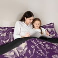 thumbnail image 4 of Homewish Victorian Halloween Skeleton Queen Comforter Set,Moth Botanical Pattern Comforter Sets Queen,Purple Cream,Black Reversible,3-Piece,1 Comforter and 2 Pillowcases, 4 of 7