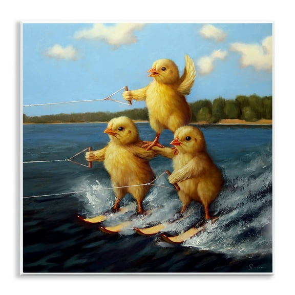 Stupell Industries Water Skiing Chicks Coastal Painting Unframed Art Print Wall Art, 12 x 12