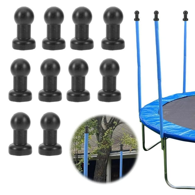 10PCS Trampoline Leg Caps - Black Plastic Pole Covers 3.35"x1.97" - Replacement Trampoline Tube Protectors for Various Models - Heavy Duty Top Hat Design for Mini & Standard Trampolines,Easy Install