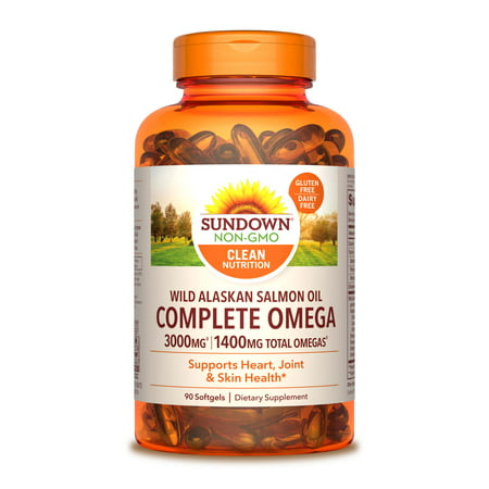 Sundown Naturals Complete Omega Wild Alaskan Salmon Oil Softgels, 3000 Mg, 90 (Best Salmon For Omega 3)