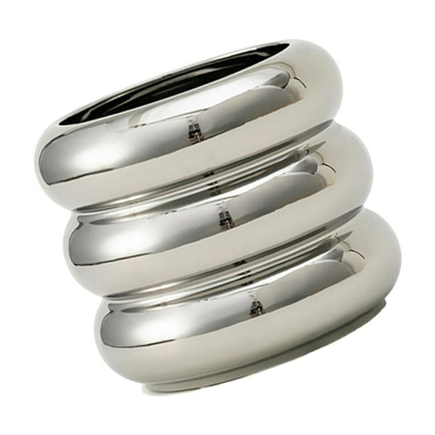 Maceta de cerámica redonda para flores, regalo de cumpleaños, maceta moderna, jarrón decorativo. Plata