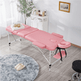 thumbnail image 3 of Yaheetech Professional Massage Table 3 Fold Salon Bed with Backrest/Headrest/Armrest/Hand Pallet, Pink, 3 of 9