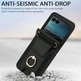 thumbnail image 2 of for Motorola Razr 2024 Case, Retro PU Leather Shockproof Protection Phone Case Wallet Built in Credit Card Slots Flip Cover Finger Ring Stand with Long Strap + Short Strap, Black, 2 of 8