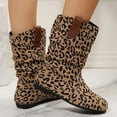 thumbnail image 3 of NECHOLOGY Botas Mujer Adulto Femenino Zapatos Botines mujer Moda mujer Flock Flat Slip On Leopard Prints botines cortos cálidos zapatos de punta redonda (Brown, 9.5), 3 of 6