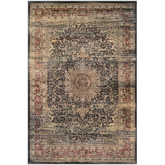 Couristan Zahara Lotus Medallion Area Rug, 5'3" x 7'6", Black-Red-Oatmeal