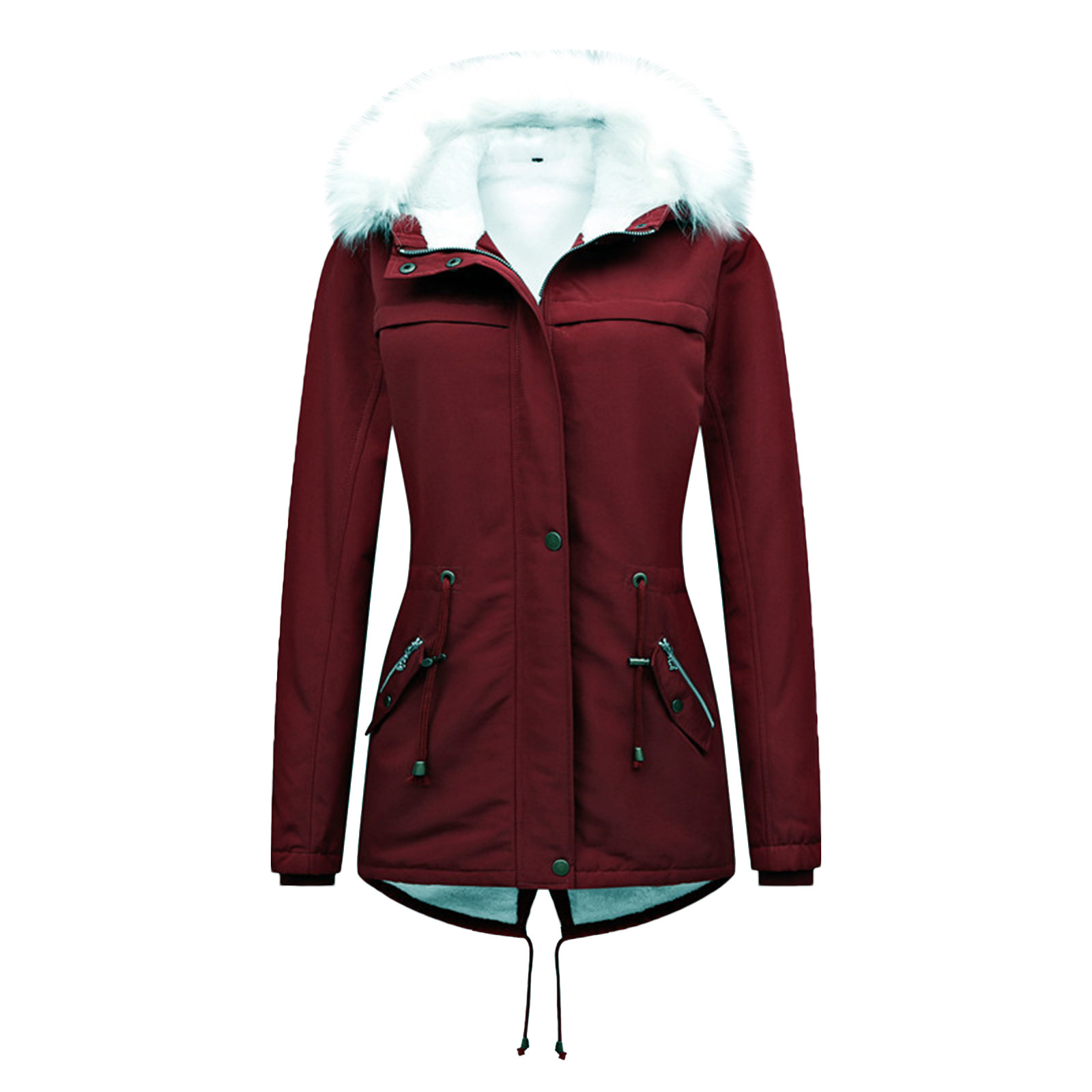 Manteau D'hiver Femme En Peluche - Col Matelassé Amovible - Coupe Oversize Longueur Genoux - Taille XS à 3XL - Navahoo