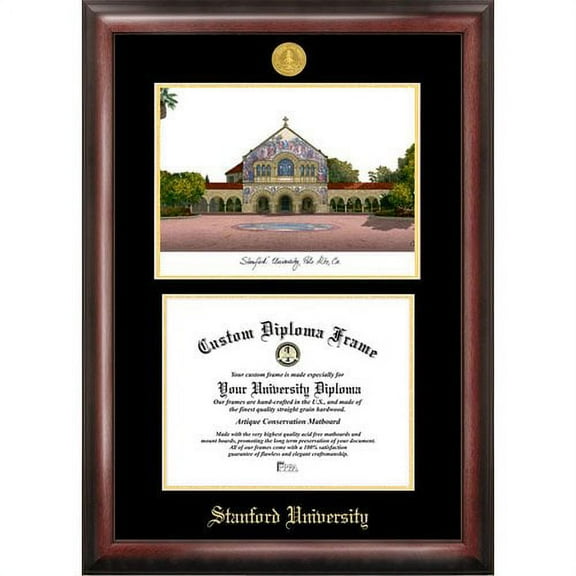 Stanford University 8.5" x 11" Gold Embossed Diploma Frame with Campus Images Lithograph