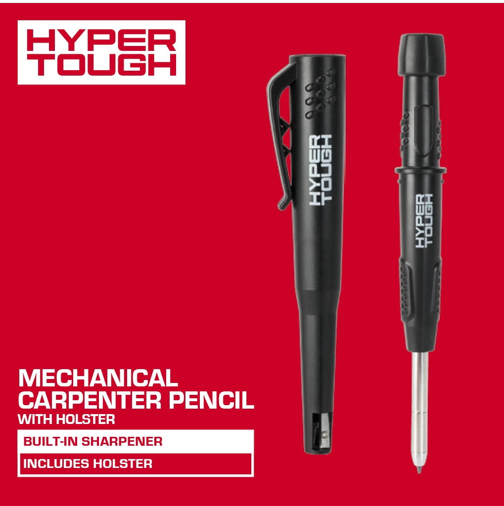 Hyper Tough Mechanical Carpenter Pencil with Pencil Sharpener and Case